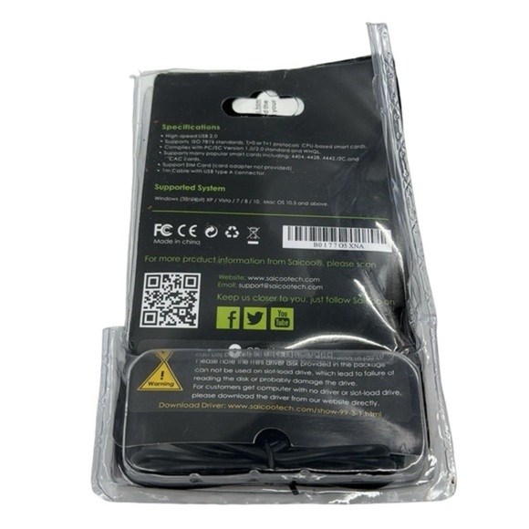 Saicoo DOD Military USB CAC Smart Card Reader: Mac OS & Windows Compatible‎ - Picture 2 of 2